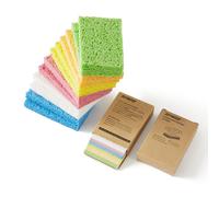 JOYMOOP Éponges en cellulose compressée pour la cuisine, la vaisselle, le nettoyage ménager, anti-rayures - Lot de 24 éponges naturelles colorées