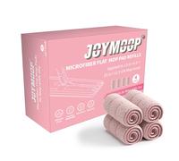 JOYMOOP Lot de 4 recharges de balai plat en microfibre lavables pour balai plat ou seau franges JOYMOOP 33 cm Rose