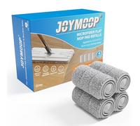 JOYMOOP Lot de 4 recharges de serpillères plates en microfibre lavables pour balai à franges plates JOYMOOP ou seau à serpillère 33 cm - Gris