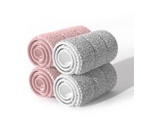 JOYMOOP Lot de 4 t tes de balai en microfibre pour balai plat et seau JOYMOOP de 13 pouces (4 recharges) - Gris et rose