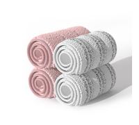 JOYMOOP Lot de 4 t tes de balai en microfibre pour balai plat et seau JOYMOOP de 13 pouces - Rayures et rose