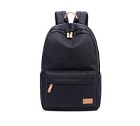 Joymoze Sac à Dos d'école Classique de Couleur Pur imperméable pour Adolescents, Sac à Dos Retro décontracté Noire