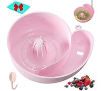 Joyoasis Creative Automatic Rotation Snail Shape Fruit Drainer Basket Snail Shaped Fruit Washer Spinner Bowl Washing Bowl with Strainer, 9.25x3.15 Inch for Home Kitchen Meal Prep(Pink)