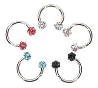 JOYOFREELY 5 Pièces Anneaux de Piercing Nez en Acier Inoxydable Surface Lisse Haute Brillance et Décor Cristal Élégant, Confortables à Porter pour Club Nocturne et Danse