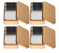 JOYOFREELY Boîtes en Fer-blanc Or 4pcs Couvercle à Charnière, Boîte Présent Rectangulaire Anti-poussière pour Rangement Clés et Clés USB