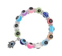 JOYOFREELY Bracelet Extensible Femme Fatima Main Perles Rétro Bleu Œil Maléfique, Bracelet Créatif Charmant pour Protection et Style au Quotidien