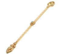 JOYOFREELY Cuillère en Laiton Pur pour Rituels, Cuillère Hawan pour Verser le Ghee, Style Antique Finement Sculpté, Or, Fonction D'extraction de Cendres