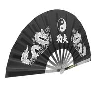 JOYOFREELY Éventail Tai Chi en Acier Inoxydable Portable et Facile à Transporter, Ventilateur Décoratif Performant Noir pour Danse et Performance de Groupe