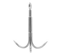 JOYOFREELY Grappin de Pêche en Acier Inoxydable 5,3 Pouces, Ancre Bateau | Grappin Peche, Boucle Corde, Trois Griffes, Résistant à Rouille, Argenté, pour Mer et Eau