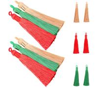 JOYOFREELY Lot de 12 Pompons Décoratifs en Tissu Doux avec Boucle, Mini Pompons Faits Main Rouge, Vert et Kaki, Accessoires DIY pour Marque-pages, Porte-clés et Projets de Loisirs