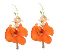 JOYOFREELY Lot de 2 Corsages de Mariée en Fleur de Soie Orange Épingle, Décor Chic pour Dîners Formels et Anniversaires, Souvenir Élégant pour Demoiselle et Témoin