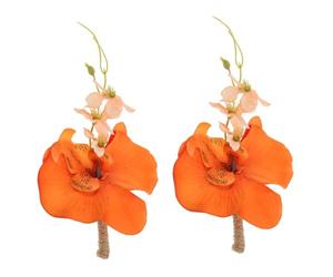 JOYOFREELY Lot de 2 Corsages de Mariée en Fleur de Soie Orange Épingle, Décor Chic pour Dîners Formels et Anniversaires, Souvenir Élégant pour Demoiselle et Témoin