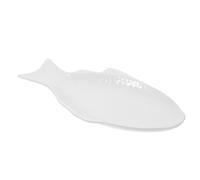 JOYOFREELY Plat en Céramique Blanc de Poisson, Assiette Multifonction pour Service, pour Réceptions et Repas en Famille, Design Unique et Élégant