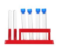 JOYOFREELY Support Capacité pour Tubes à Essai en Plastique Rouge avec 4 Trous et 2 Pôles pour Expériences de Chimie et Enseignement Scientifique