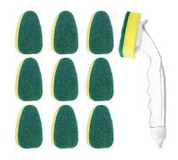 JOYOLA 10 pièces Éponge de Baguette Têtes de Rechange de Recharge Savon Éponge Baguette Comprend 1 Tige de Lave-Vaisselle et 9 têtes de Rechange pour la Cuisine, évier, Salle de Bains