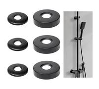 JOYOLA 6 Pièces Rosace Inox Robinet Arrondie, Ø 21mm/25mm Cache Tuyau Radiateur Tube, Cache Tuyau Radiateur Noir en Inox Rosace Mitigeur Douche pour Robinet de Douche Vanne D'angle Conduites Gaz
