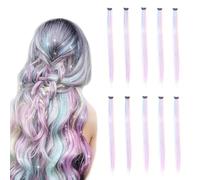 JOYOLA Lot de 10 Extensions de Cheveux colorées à Clipser, Mèches Colorées pour Fêtes, Postiches, Accessoires pour Femmes Filles Party Festival Cosplay et Filles