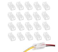 JOYOLA Lot de 20 Connecteurs LED à 2 Broches de 8 mm - Connecteur de Bande COB/SD, Connecteur D'angle à 2 Broches, Connecteur de Bande LED Sans Soudure, Connecteur de Bande LED Sans Soudure