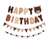 JOYOLA Marron Ours Guirlande Anniversair, Banderole Joyeux Anniversaire, Bannière D'anniversaire Guirlandes D'ours Banderole Joyeux Anniversaire pour Decoration Anniversaire