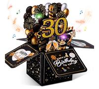 Joyoldelf 30 cartes d'anniversaire avec musique - Carte pop-up anniversaire 30 ans avec lumières et bougies interactives, cartes d'anniversaire cadeau pour femmes et hommes, carte de vœux 3D