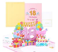 joyoldelf Carte Anniversaire de 18 ans, Carte Cadeau Pop-up, 3D Cartes Cadeaux Anniversaire Avec Enveloppe Pour Femmes, Mères, Filles, Hommes, Amis, Romantique