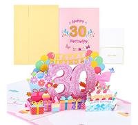 joyoldelf Carte Anniversaire de 30 ans, Carte Cadeau Pop-up, 3D Cartes Cadeaux Anniversaire Avec Enveloppe Pour Femmes, Mères, Filles, Hommes, Amis, Romantique