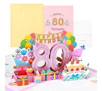 joyoldelf Carte Anniversaire Femme 80 Ans - Carte de Voeux 3D Pop Up, Cadeau de Joyeux d'Anniversaire Fille, Idéal Pour Les Maman, Ami, MèRe, SœUr, Petite Amie, Compagnon, FêTe De Famille