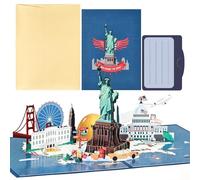 Joyoldelf Carte pop-up USA, carte cadeau bon de voyage 3D pour voyage en Amérique ou lune de miel, carte bon cadeau, bon de voyage pour anniversaire, carte cadeau New York pour vacances