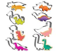 Joyoldelf Emporte Piece Dinosaure 8 Pcs - DIY Emporte Piece Patisserie et Biscuit Inoxydable, Mini Moule Gateau Enfant Personnalisé, Outils Pour DéCouper la Pâte Polymère Fondant Formes de Pâtisserie