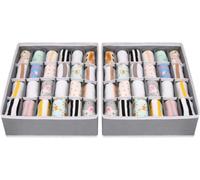 Joyoldelf - Lot de 2 boîtes de rangement en tissu, pour ranger chaussettes, écharpes, soutien-gorge, 24 compartiments pliables