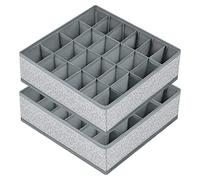 Joyoldelf Lot de 2 Organisateur de Tiroir Pliable Non-tissé, Rangement Culotte Chaussette pour Sous-Vètements, Soutien-Gorges, Chaussettes, Rangement Tiroir à Compartiment Gain de Place(Gris Clair)