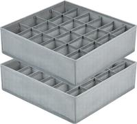 Joyoldelf Lot de 2 Organisateur de Tiroir Pliable, Rangement Chaussette Non Tissé, Rangement Sous Vetement à Compartiment Gain de Place(Gris)