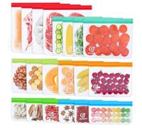 Joyoldelf Lot de 20 Sac Congelation Zip - Sac Congelation Alimentaire Reutilisable, Sacs de CongéLation en Silicone Sans BPA, Sacs de Rangement PEVA Pour Sandwich, LéGumes, Collations, Viandes