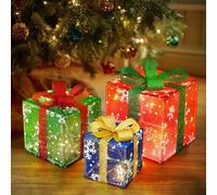 Joyoldelf Lot de 3 boîtes de décoration de Noël LED 1