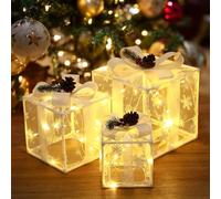Joyoldelf Lot de 3 boîtes de décoration de Noël LED 3