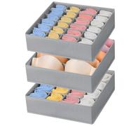 joyoldelf Lot de 3 Organisateur Tiroir, Organiseurs de Sous-Vêtements, Chaussettes et Soutiens-Gorge, Boite Rangement Vetement Pliable, Rangement sous Vetement, Organisation de Garde-Robe(Gris Clair)