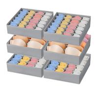 joyoldelf Lot de 6 Organisateur Tiroir, Organiseurs de Sous-Vêtements, Chaussettes et Soutiens-Gorge, Boite Rangement Vetement Pliable, Rangement sous Vetement, Organisation de Garde-Robe(Gris Clair)