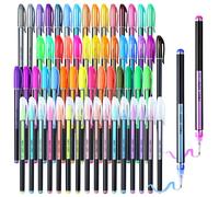 joyoldelf Lot de 60 Stylos en Gel Colorés - 15 aillettes, 15 Paillettes, 15 Stylets, pointe fine Couleurs standard, pointe de Stylos Pailletés Colorés, Parfaits pour l'écriture