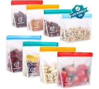 Joyoldelf Lot de 8 Sac Congelation Zip - Sac Congelation Alimentaire Reutilisable et Stand Up, Sacs de CongéLation en Silicone Sans BPA, Sacs de Rangement PEVA Pour Sandwich, LéGumes, Viandes