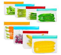 Joyoldelf Lot de 8 Sac Congelation Zip - Sac Congelation Alimentaire Reutilisable, Sacs de CongéLation en Silicone Sans BPA, Sacs de Rangement PEVA Pour Sandwich, LéGumes, Lait, Viandes