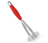 Joyoldelf Presse Puree Manuel Professionnel Robuste, Ecrase Pomme de Terre en Acier Inoxydable, Presse Puree Pomme de Terre et Fruits, Longue Poignée(Rouge）