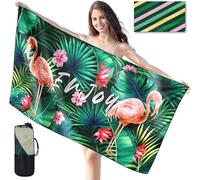 joyoldelf Serviette De Plage Microfibre, 180x90 cm Drap De Plage, Serviettes De Plage XXL, Grande Serviette De Plage à SéChage Rapide, Serviette Plage Anti-Sable Portable Légère (Flamant)
