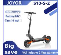 JOYOR S10-S-Z Scooter électrique 60V 18Ah double moteur 2000W 10 pouces pneu adulte Escooter 65 km/h vitesse maximale 70-85km portée noir JOYOR S10-S-Z