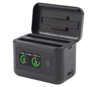 JoyousMall Boîtier de charge rapide 27 W avec écran LED pour Insta360 X5, hub de chargeur de batterie à double fente, puissance réglable de 20 W, banque d'alimentation portable, noir