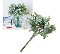 JoyousMall Branches de feuilles d'eucalyptus artificielles, tiges de verdure synthétique de 37 cm pour bouquet de mariage, vase, décoration de magasin, fausses plantes en plastique
