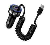 JoyousMall Chargeur de voiture USB-C 78 W pour gan avec 3 ports (1 USB-C PD 30 W + 2 ports USB-A QC 18 W), câble rétractable de 1,2 m, pour iPhone 15/14, pour Galaxy S24/S23, et pour appareils Android