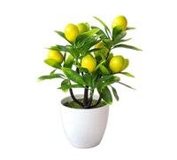 JoyousMall Citronnier artificiel en pot de 24 cm, plante artificielle réaliste en pot pour la maison, le bureau, la décoration de jardin, pas de verdure en plastique nécessaire