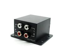 JoyousMall Commutateur de source stéréo RCA avec contrôle des basses - Interrupteur manuel à 2 positions pour système audio de voiture, alimentation 12 V, boîtier ABS, noir
