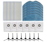 JoyousMall Ensemble de 4 chiffons filtrants, sac à poussière et brosse latérale pour aspirateurs robots botslab S8 Plus avec chiffons en microfibre, sacs non tissés, brosses en nylon