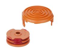 JoyousMall Kit de bobine de rechange pour débroussailleuse Worx Bobine de garniture en nylon double couche avec ligne pré-enroulée et couvercle à clipser, compatible avec WG105, WG118